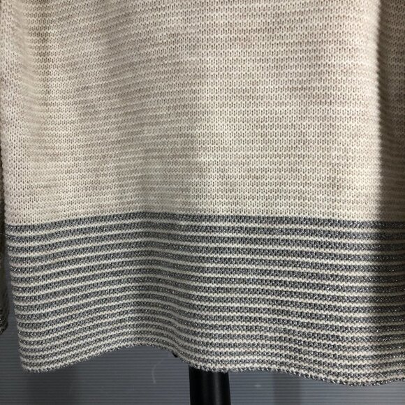 Bella Amore Italy Wool Alpaca Blend Cream Metallic Silver Knit Scoop Neck Sz S - Picture 3 of 14